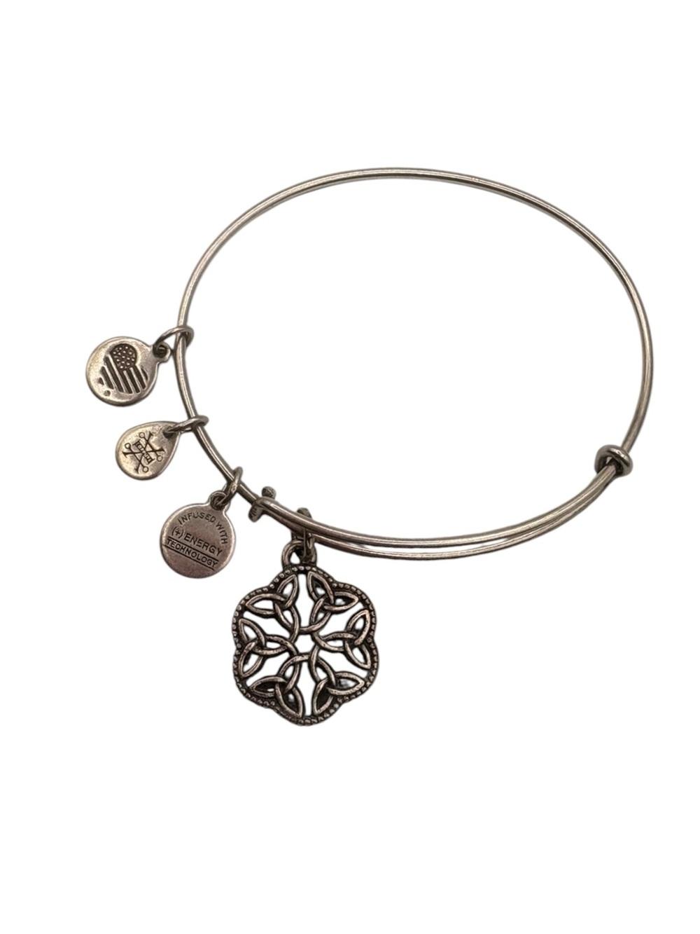 Alex and Ani Silver-Tone Celtic Knot Charm Bangle